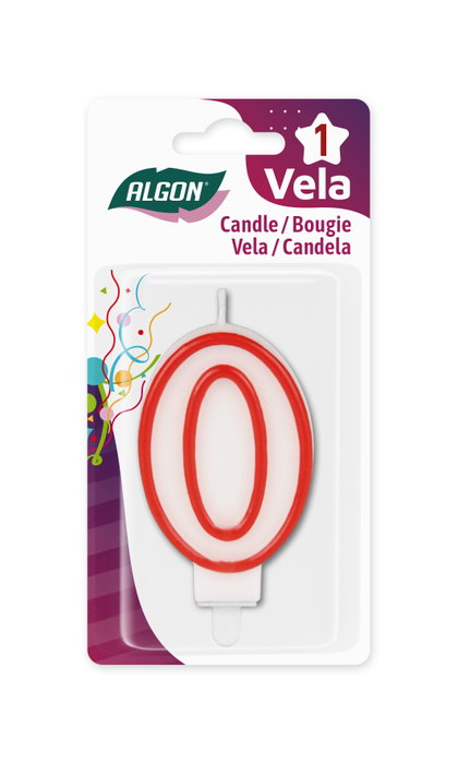 Algon Vela Blanca con Borde Rojo de 7 cm - N.0 (36 Unidades)