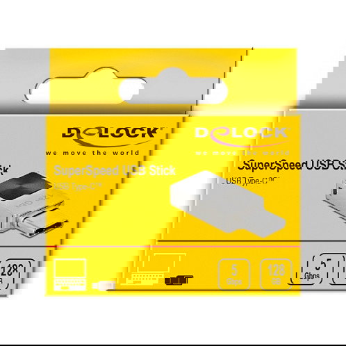 DeLOCK Lápiz de Memoria USB-C 128GB, USB 3.2 Gen 1, Metal, Sin Tapa, Plata, para PC/Mac/Android/iPad, Mini USB-C Stick