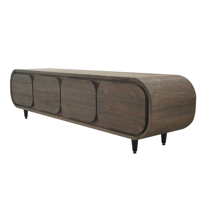 DKD Home Decor Mueble TV de Teca Reciclada 200x45x50 con 4 Puertas y 4 Cajones