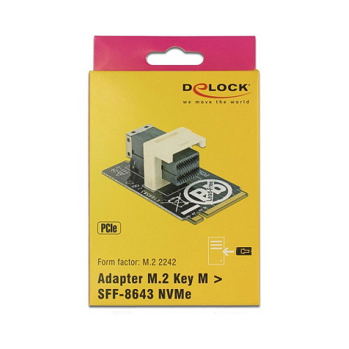 DeLOCK 63918 Adaptador M.2 Key M a SFF-8643 NVMe 2242 horizontal