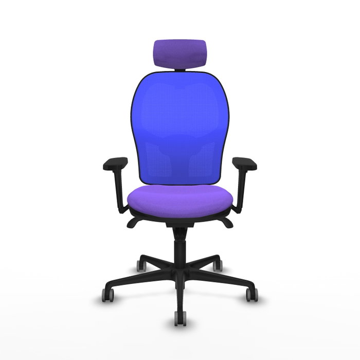 PIQUERAS Y CRESPO Silla de oficina Jorquera con mecanismo sincro, brazos 3D y cabecero regulable, Lila/Azul PIQUERAS Y CRESPO Silla de oficina Jorquera con mecanismo sincro, brazos 3D y cabecero regulable, Lila/Azul