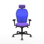 PIQUERAS Y CRESPO Silla de oficina Jorquera con mecanismo sincro, brazos 3D y cabecero regulable, Lila/Azul