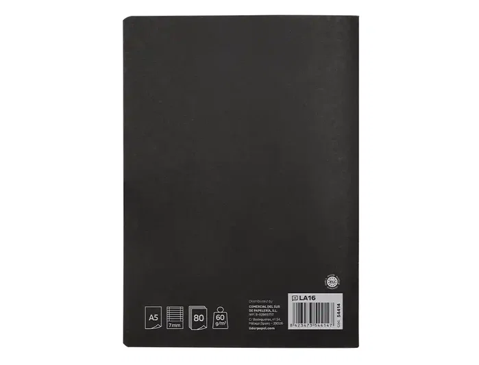 Liderpapel Libreta tapa negra A5 con 80 hojas y doble margen Liderpapel Libreta tapa negra A5 con 80 hojas y doble margen