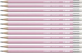 Stabilo Lapiz Grafito Con Goma Pastel Rosa -12 Unidades