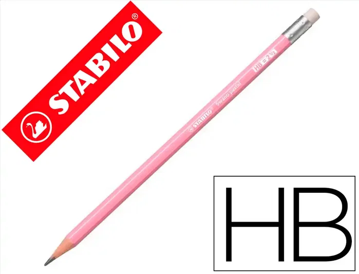 Stabilo Swano Pastel Lápiz de Grafito HB Rosa con Goma, Pack de 12 unidades Stabilo Swano Pastel Lápiz de Grafito HB Rosa con Goma, Pack de 12 unidades