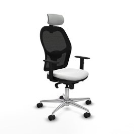 PIQUERAS Y CRESPO Silla de oficina Jorquera, mecanismo Sincro, Blanco y Negro