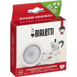 Bialetti Ricambi 3 Kit de 3 Juntas de Repuesto y 1 Filtro para 2 Tazas