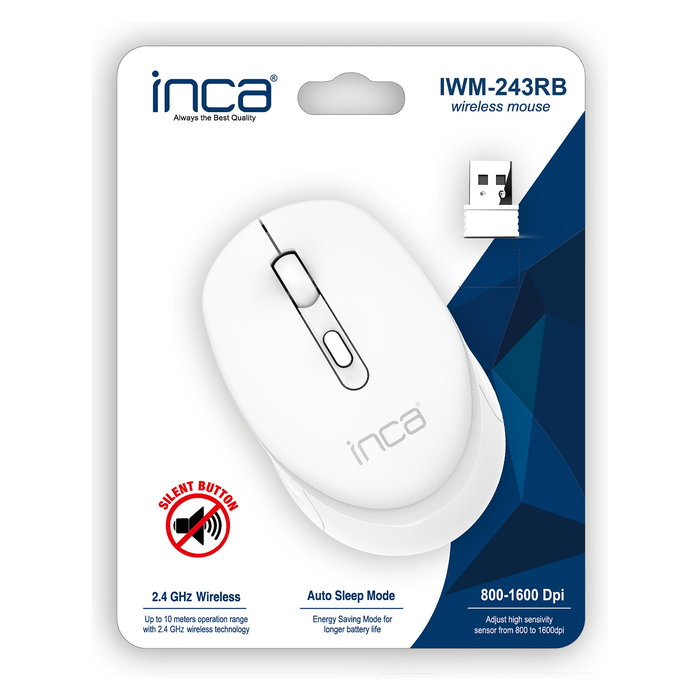 Inca IWM-243RB Ratón Inalámbrico Candy Design Blanco 1600 DPI 2.4GHz