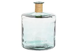 DKD Home Decor Jarrón Transparente Cristal Reciclado y Enea 35 x 45 x 35 cm