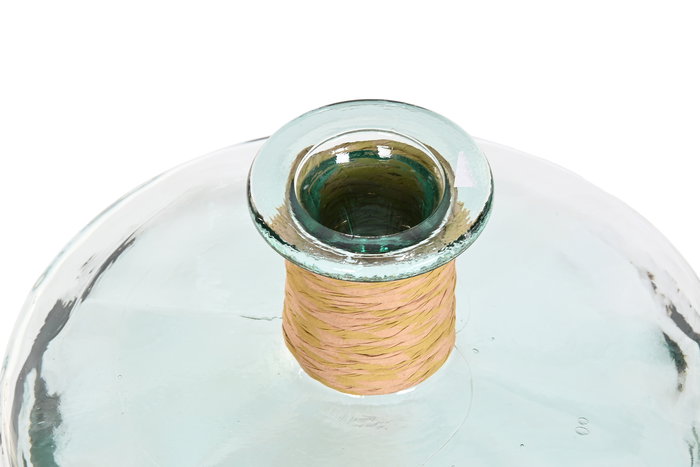 DKD Home Decor Jarrón Transparente Cristal Reciclado y Enea 35 x 45 x 35 cm