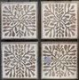 DKD Home Decor Set de 2 Bandejas Floral 3D Blanco y Natural