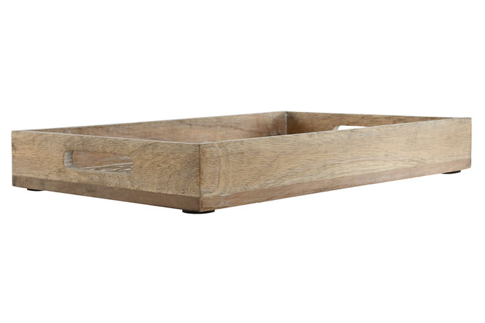 DKD Home Decor Set de 2 Bandejas Floral 3D Blanco y Natural