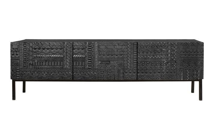 Giner y Colomer Mueble TV Madera de Mango Macizo con Cajones, Nogal Oscuro, 180 cm Giner y Colomer Mueble TV Madera de Mango Macizo con Cajones, Nogal Oscuro, 180 cm