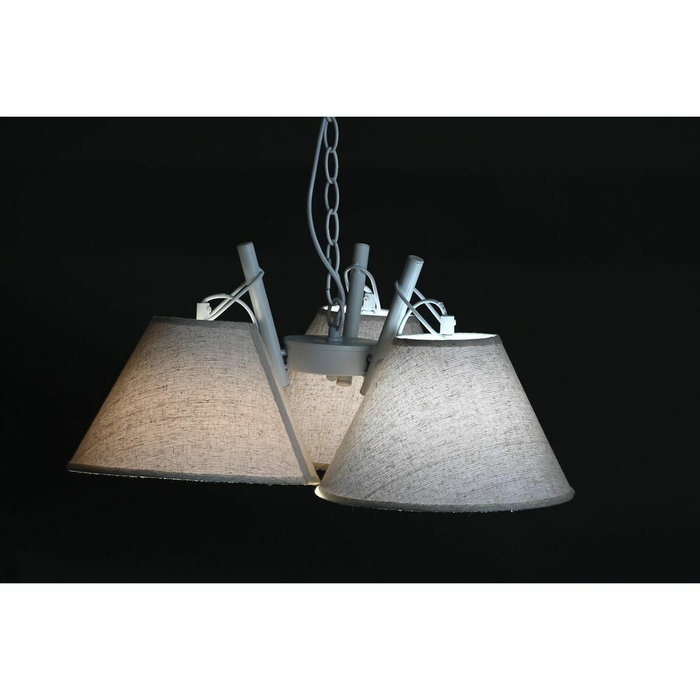 DKD Home Decor Lámpara de Techo Metal y Lino 3 Pantallas (Surtido de 2)
