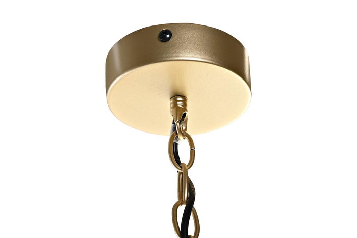 DKD Home Decor Lámpara de Techo Moderna Dorado Blanco Metal Lino 3 Pantallas E27 46x30x50 cm (2 Unidades)