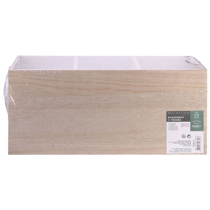 Home Deco Factory Cajonera con 3 Cajones y 3 Compartimentos Colección Little Garden