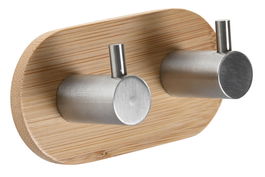 DKD Home Decor Perchero Pared Natural Plateado Bambu Inox 9 x 4.5 x 3.2 cm (6 Unidades)