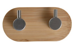 DKD Home Decor Perchero de Pared de Bambú y Acero Inoxidable Mate Natural