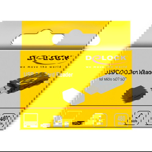 DeLOCK Lector de Tarjetas USB 2.0 Mini con Ranura para SD y Micro SD, Negro, 480 Mbit/s, Compatible con MMC, SDHC, SDXC, Android, Windows, Mac, Linux DeLOCK Lector de Tarjetas USB 2.0 Mini con Ranura para SD y Micro SD, Negro, 480 Mbit/s, Compatible con MMC, SDHC, SDXC, Android, Windows, Mac, Linux