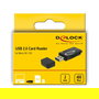 DeLOCK Lector de Tarjetas USB 2.0 Mini con Ranura para SD y Micro SD, Negro, 480 Mbit/s, Compatible con MMC, SDHC, SDXC, Android, Windows, Mac, Linux
