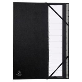 Clasificador Lomo Fuelle Exacompta Pp A4 12 Separad. (1-12) Gomas Negro