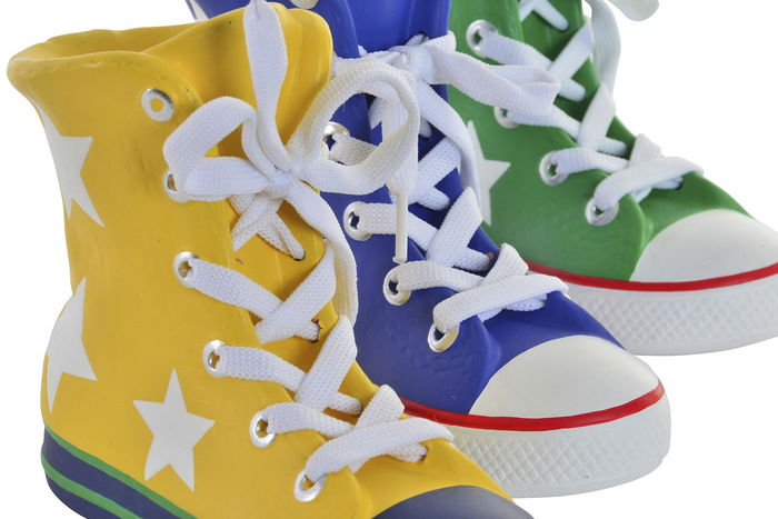 DKD Home Decor Hucha Infantil Zapatilla Azul Verde Resina Poliester Hecho a Mano 7 x 14 x 18 cm (4 Unidades)