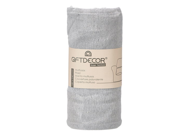 Giftdecor Manta Multiusos Ever Rayas Gris, 180 x 240 cm, Algodón y Poliéster, Tamaño Extragrande (Set de 9)