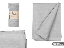 Giftdecor Manta Multiusos Ever Rayas Gris, 180 x 240 cm, Algodón y Poliéster, Tamaño Extragrande (Set de 9)