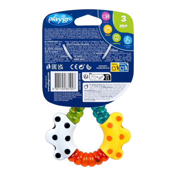 Playgro Sonajero Clik and Twist Multicolor Estimulación Auditiva Bebé +3 Meses