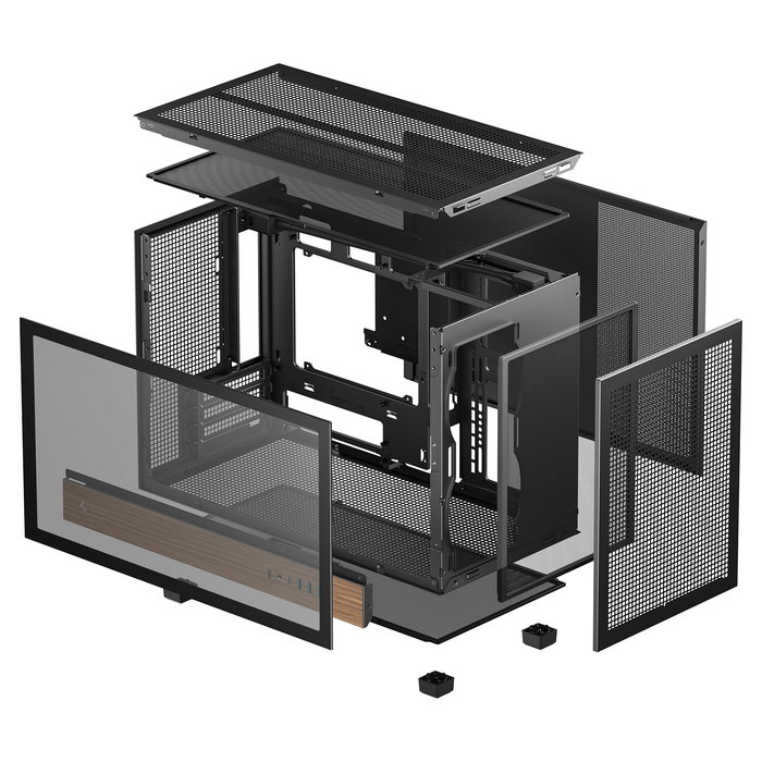 DeepCool CH260 WOOD Torre Micro ATX/Mini-ITX Chasis Gaming, Negro/Madera, Ventana de Cristal Templado, Soporte PSU hasta 15cm