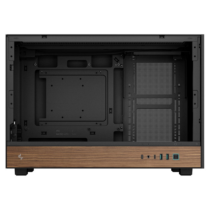 DeepCool CH260 WOOD Torre Micro ATX/Mini-ITX Chasis Gaming, Negro/Madera, Ventana de Cristal Templado, Soporte PSU hasta 15cm
