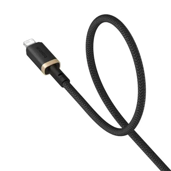 Baseus Dura Cable de Carga Rápida Lightning a USB tipo A, 1 m, Negro y Oro