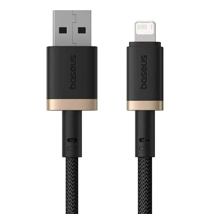 Baseus Dura Cable de Carga Rápida Lightning a USB tipo A, 1 m, Negro y Oro