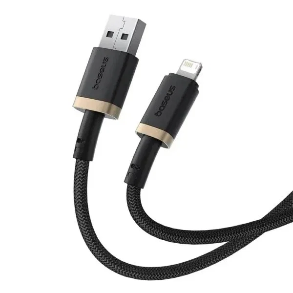 Baseus Dura Cable de Carga Rápida Lightning a USB tipo A, 1 m, Negro y Oro