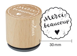 Woodies Sello de madera y caucho Merci beaucoup 33x30mm