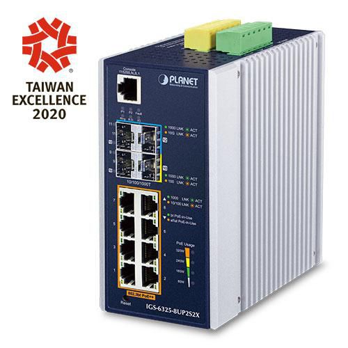 PLANET IGS-6325-8UP2S2X Switch Industrial Gestionable L3, 8 Puertos Gigabit PoE++ 802.3bt (95W), 2 SFP 2.5G, 2 SFP+ 10G, IP30, -40°C a 75°C PLANET IGS-6325-8UP2S2X Switch Industrial Gestionable L3, 8 Puertos Gigabit PoE++ 802.3bt (95W), 2 SFP 2.5G, 2 SFP+ 10G, IP30, -40°C a 75°C