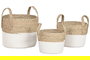DKD Home Decor Cesta Crema Natural Fibra Algodon Set 3 Piezas 28x32x28 cm