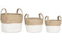 DKD Home Decor Set de 3 Cestos de Fibra y Algodón Crema