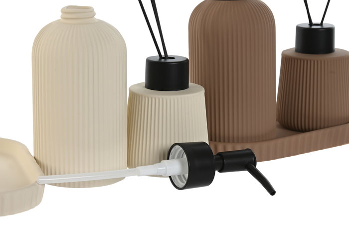 DKD Home Decor Set de Baño de 3 Piezas en Dolomite de 300ml DKD Home Decor Set de Baño de 3 Piezas en Dolomite de 300ml