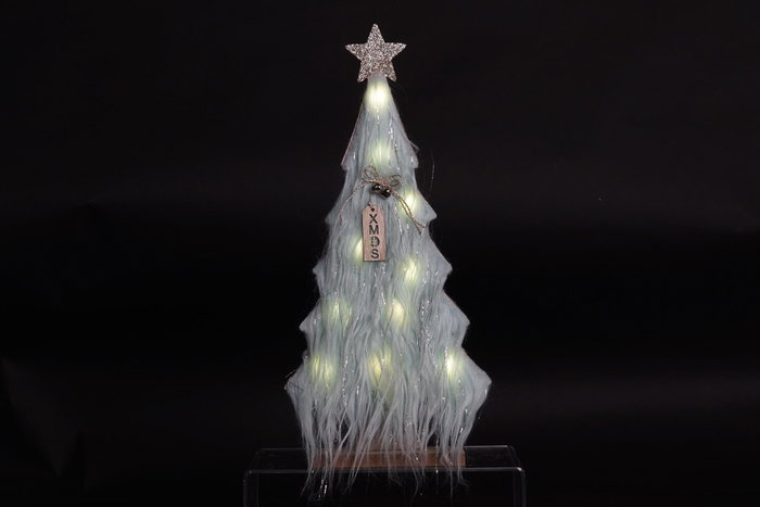 DKD Home Decor Árbol Navidad Beige 6 x 40 x 19 cm (6 Unidades) - Poliester, MDF, LED