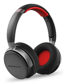 Energy Sistem Power Sport - Auriculares Deportivos Diadema Bluetooth 5.3 y Alámbricos, 50h Batería, IPX5, Radio FM, Lector MP3 MicroSD, Almohadillas Intercambiables, Negro y Rojo