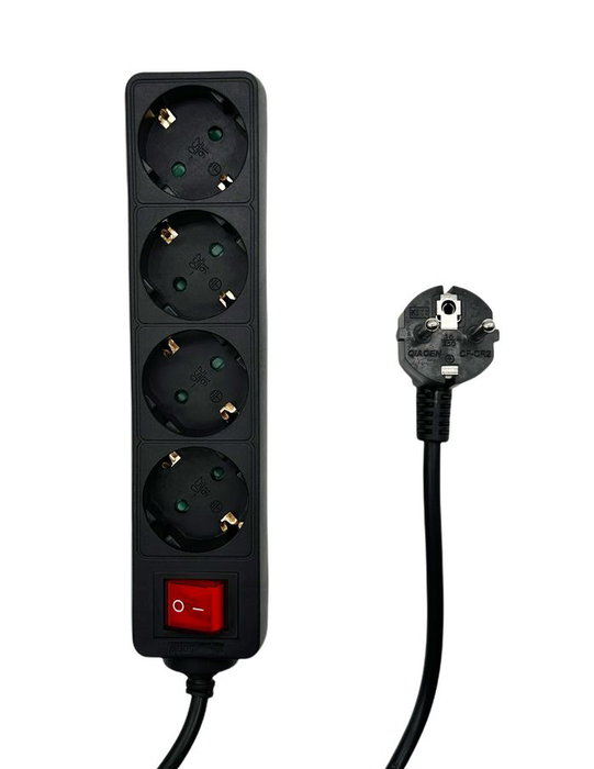 MicroConnect Regleta Schuko de 4 Tomas con Interruptor ON/OFF y Cable de 5 Metros, Negro MicroConnect Regleta Schuko de 4 Tomas con Interruptor ON/OFF y Cable de 5 Metros, Negro