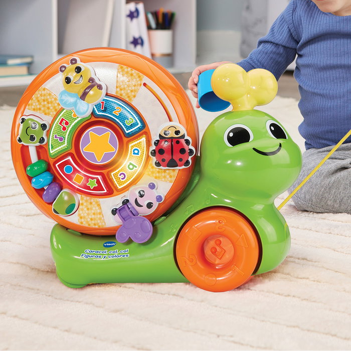 V-Tech Caracol Colores y Figuras 80-572222 Juguete de Arrastre con Actividades Interactivas para +12 meses