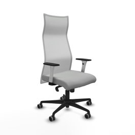 PIQUERAS Y CRESPO Sillón Albacete con mecanismo Sincro, Similpiel Gris claro y Malla Blanco
