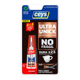 Ceys Adhesivo Universal Ultra Unick, Cánula/Pincel, Instantáneo 3 Seg, Ultra Fuerte, Transparente, 5g