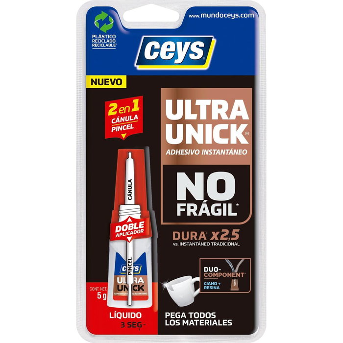 Ceys Ultra unick Adhesivo universal con cánula y pincel, transparente Ceys Ultra unick Adhesivo universal con cánula y pincel, transparente