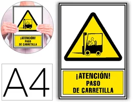Archivo 2000 Pictograma Atención Paso de Carretilla Amarillo Luminiscente 210x297 mm