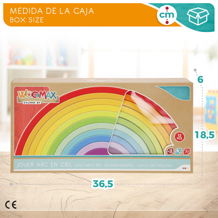 WOOMAX Juguete de construcción de madera arcoíris XL WOOMAX Juguete de construcción de madera arcoíris XL