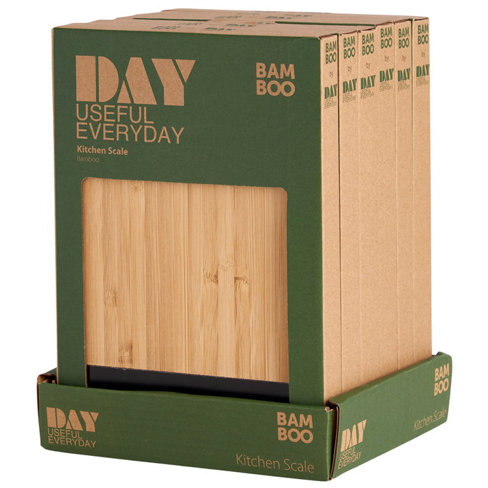 Day Balanza Digital 5 Kg Bambú con Luz Azul y Tara