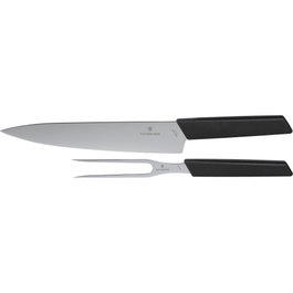 Victorinox Swiss Modern Carving Set de 2 piezas en negro con cuchillo de 22 cm y tenedor de 15 cm